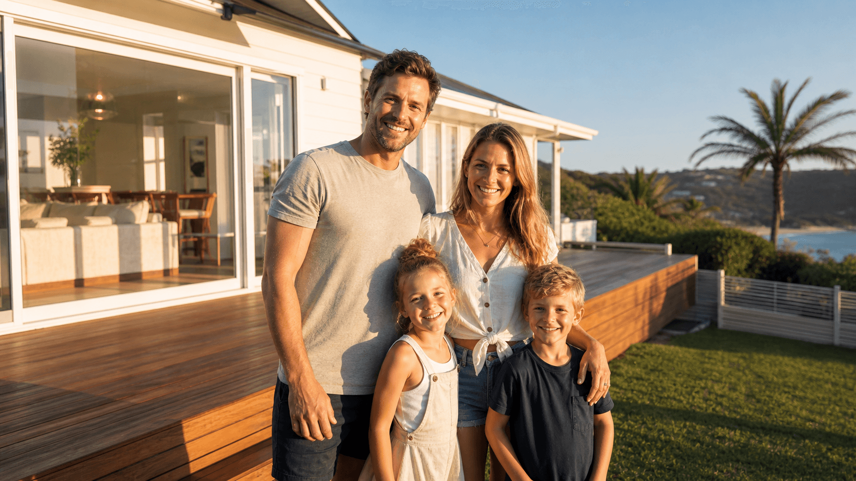 A Northern Beaches family outside their home